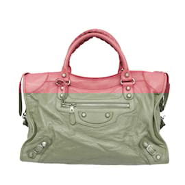 Balenciaga-Balenciaga Giant City 281770 Leather Handbag-Pink