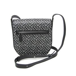 Borsa a spalla in pelle con monogramma TB per donne di Burberry Nero