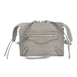 Bolsa de ombro de couro cinza Balenciaga Marrom