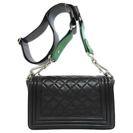 Chanel-Chanel Boy Shoulder Bag in Lambskin-Black,Green