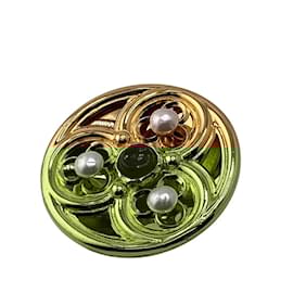 Chanel-Chanel Gripoa Brooch in Gold and Red-Red,Golden