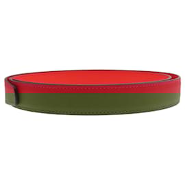 Hermès-Hermes Rival Vermilion Rose Silver Hardware Belt-Other