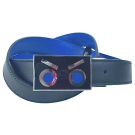 Fendi Monster Leather Belt Black Blue