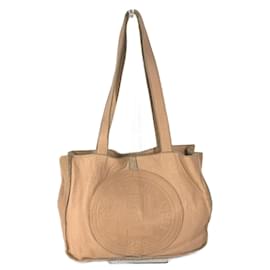 Fendi-Fendi Big Shoulder Bag Tote in Beige Leather-Beige
