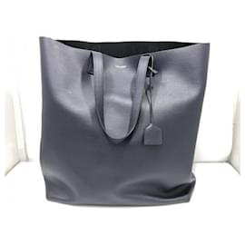 Saint Laurent-Saint Laurent Navy Leather Tote Bag-Navy blue