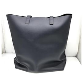 Saint Laurent-Saint Laurent Navy Leather Tote Bag-Navy blue