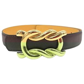 Hermès-Hermes Atame Belt in Gold and Brown-Brown,Golden