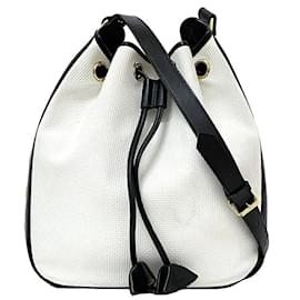 Yves Saint Laurent-Yves Saint Laurent Navy and White Shoulder Bag-White,Navy blue