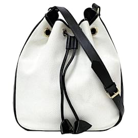 Yves Saint Laurent-Yves Saint Laurent Navy and White Shoulder Bag-White,Navy blue