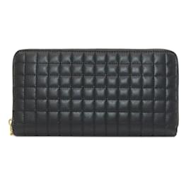Céline-Celine Black Leather Coin Purse-Black