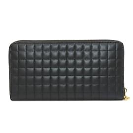Céline-Celine Black Leather Coin Purse-Black