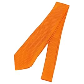 Hermès-Hermes H Jacquard Orange Silk Cravat-Orange