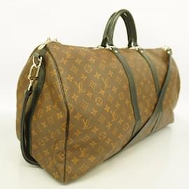Louis Vuitton-Louis Vuitton Boston Bag Monogram Macassar Keepall Bandouliere 55-Brown,Black