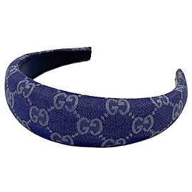 Faixa de cabeça em lona azul marinho Gucci Azul