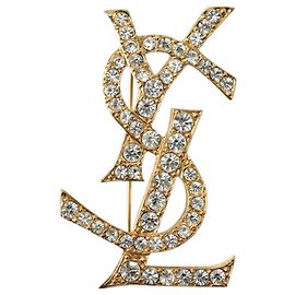 Broche de strass dourado Yves Saint Laurent Dourado