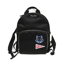 Miu Miu 5BZ009 Cat Applique Women's Backpack Black