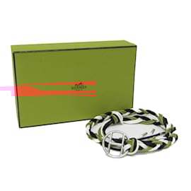 Hermès-Hermes Sash Belt with H Motif-Brown,Black,Silvery,White