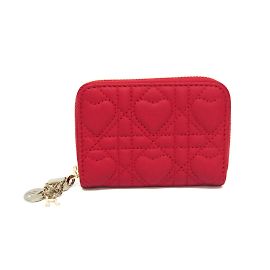 Monedero de cuero Lady Dior de Christian Dior Roja