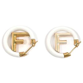 Brincos de argola Fendi em ouro e branco Branco Dourado
