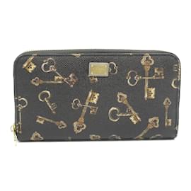 Dolce & Gabbana-Dolce & Gabbana Black Leather Long Wallet-Black