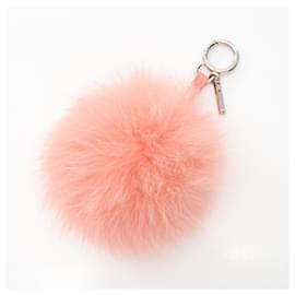 Fendi-Fendi Pink Leather Fur Handbag Charm-Pink