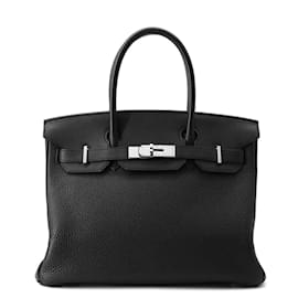 Hermès-Hermes Birkin 30 Handbag in Black Togo Leather-Black