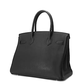 Hermès-Hermes Birkin 30 Handbag in Black Togo Leather-Black