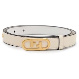 Fendi-Fendi Orlock Leather Women's Belt-White