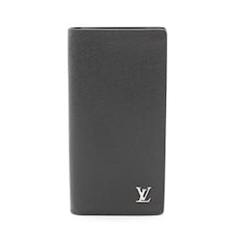 Louis Vuitton-Louis Vuitton Portefeuille Brazza Taiga Noir Bi-fold Long Wallet-Black