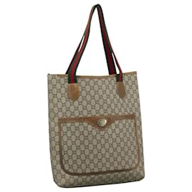 Gucci-GUCCI GG Plus Supreme Web Sherry Line Tote Bag PVC Beige Red Green Auth bs21742-Red,Beige,Green