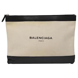 Balenciaga-BALENCIAGA Clutch Bag Canvas Black White 420407 Auth bs21562-Black,White
