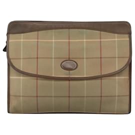 Autre Marque-Burberrys Nova Check Clutch Bag Canvas Beige Auth bs21459-Beige