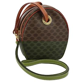 Céline-CELINE Macadam Canvas Shoulder Bag PVC Leather Brown Auth 105589-Brown