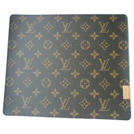 LOUIS VUITTON Mousepad de Lona e Couro TBE / RARO Cinza
