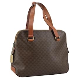 Céline-CELINE Macadam Canvas Hand Bag PVC Leather Brown Auth 105820-Brown