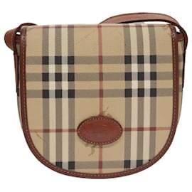 Autre Marque-Burberrys Nova Check Shoulder Bag PVC Leather Beige Auth 110021-Beige