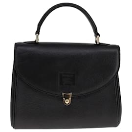 Autre Marque-Burberrys Hand Bag Leather Black Auth ep7125-Black