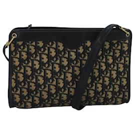 Christian Dior-Christian Dior Trotter Canvas Shoulder Bag Navy Auth ar13065-Navy blue