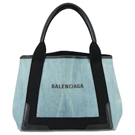 Balenciaga-Sac à main Cabas S Navy en PVC cuir bleu BALENCIAGA 339933 Auth yk16746-Bleu