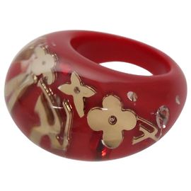 Anillo de plástico rojo LOUIS VUITTON Uncle John Burgh LV Auth ar13102 Roja