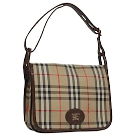 Autre Marque-Burberrys Nova Check Shoulder Bag Canvas Leather Beige Auth 108148-Beige