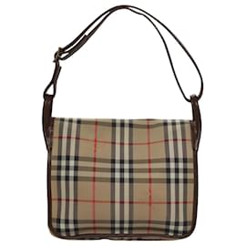 Autre Marque-Burberrys Nova Check Shoulder Bag Canvas Leather Beige Auth 108148-Beige