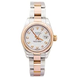 Rolex-Rolex watch, 'Oyster Perpetual Datejust', rose gold, steel, diamonds.-Other