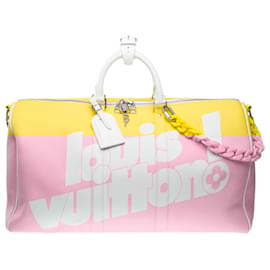Louis Vuitton-LOUIS VUITTON Keepall Bag in Yellow Leather - 102433-Yellow