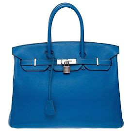Hermès Sac HERMES Birkin 35 en Cuir Bleu - 102419 Bleu