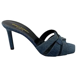 Saint Laurent-Saint Laurent Blue Denim Tribute Sandal-Blue