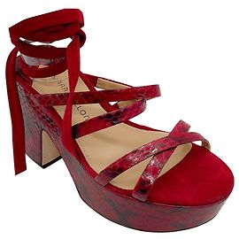 Sandali in suede e stampa di serpente rosso profondo di Tamara Mellon Rosso