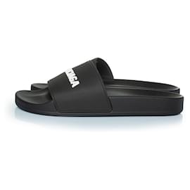 Balenciaga-Balenciaga, Pool slides in black with logo-Black