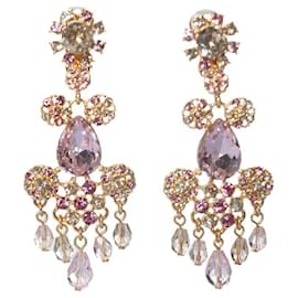Orecchini a goccia in cristallo Oscar de la Renta Rosa D'oro