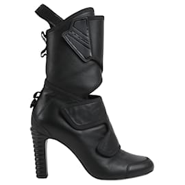 Fendi-Fendi Leather Ankle Boots in Black, Size 38 EU-Black